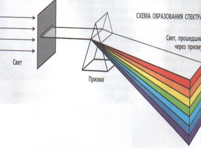 Свет проходит через. Схема образования спектра. Схема образования цветового спектра. Схема спектра цветов через призму. Образование спектров.