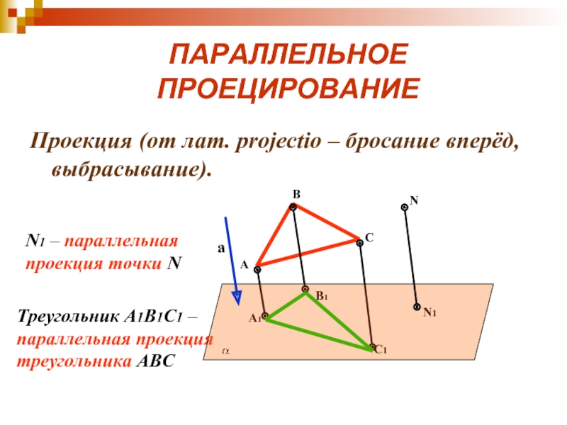 Изображением треугольника в параллельной проекции может служить