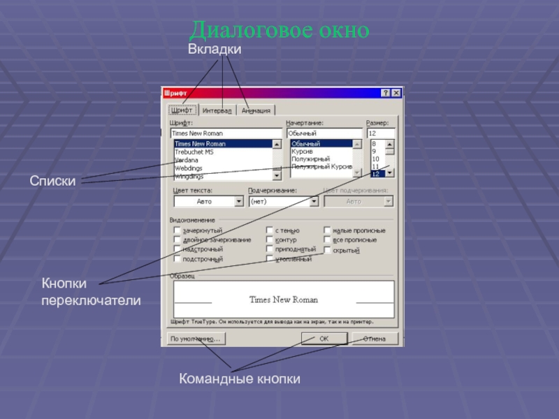 Карта диалоговых окон