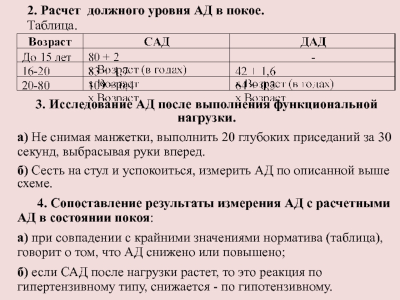 Должен быть расчет. Показатель ад после 20 приседаний. Ад после выполнения 10 приседаний. Артериальное давление после 20 приседаний. После выполненных расчетов следует….