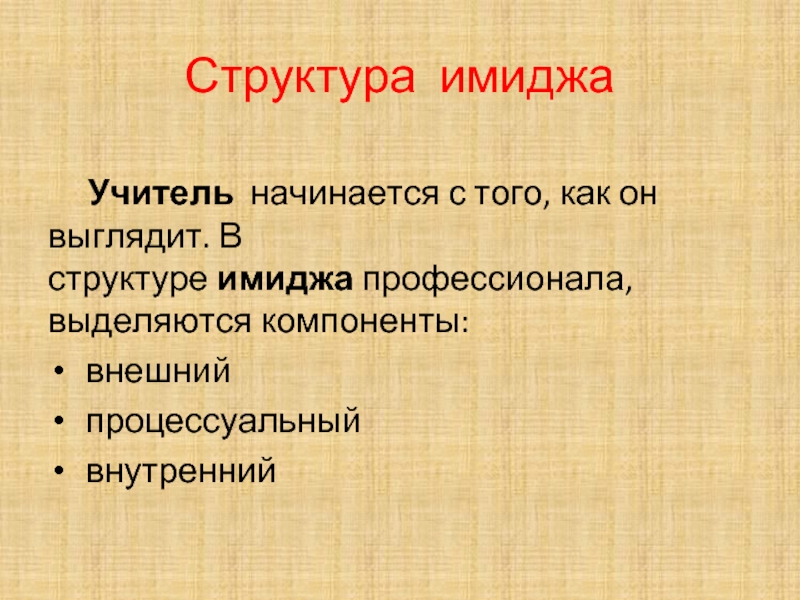 Учитель структура. Структура имиджа. Структура имиджа педагога по Митиной.