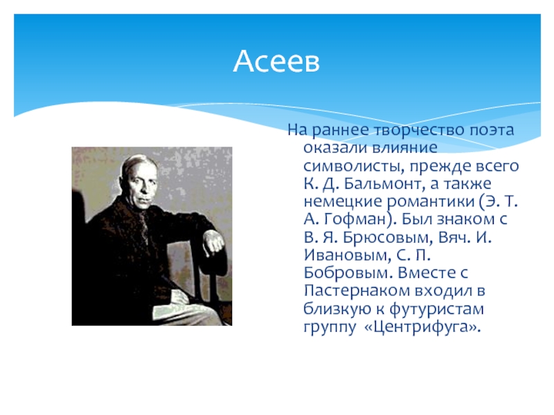 Значение творчества поэта. Асеев центрифуга. Бальмонт раннее творчество. Бальмонт футурист. Поэты символисты Германии.