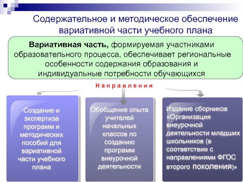 Вариативная часть учебного плана