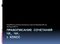 Правописание сочетаний чк, чн. 1 класс