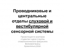 Проводниковые и центральные отделы слуховой и вестибулярной сенсорной системы