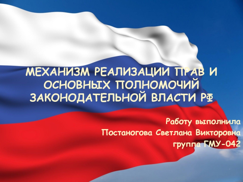 МЕХАНИЗМ РЕАЛИЗАЦИИ ПРАВ И ОСНОВНЫХ ПОЛНОМОЧИЙ ЗАКОНОДАТЕЛЬНОЙ ВЛАСТИ РФ