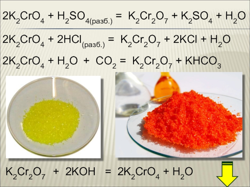 K2Cr2O7 + 2KCl + H2O. 