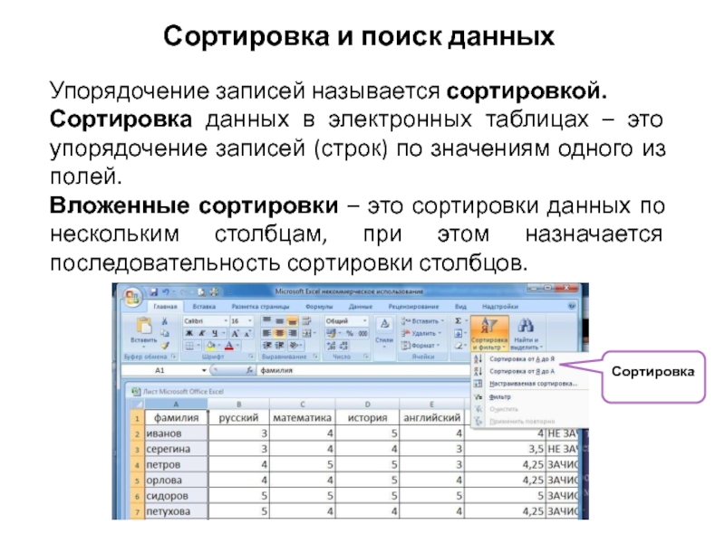 Электронные данные 4. Сортировка в электронных таблицах. Сортировать строки в таблице. Сортировка и поиск данных в электронных таблицах. Сортировка данных в Столбцах электронной таблицы.