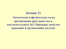 Логическая и физическая схема организации пространства в документальных БД. 