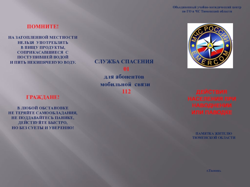 Объединенный учебно-методический центр
по ГО и ЧС Тюменской области
ДЕЙСТВИЯ
