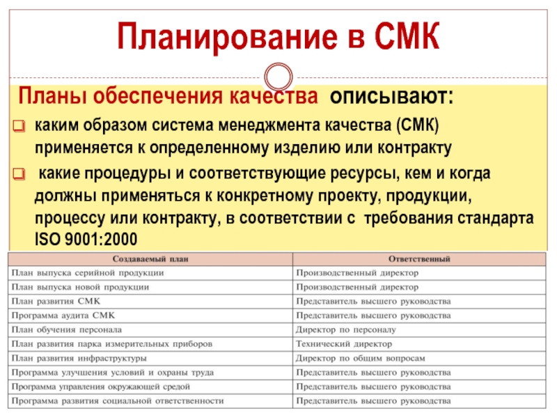 Документом описывающим применение смк к конкретной продукции проекту или контракту является