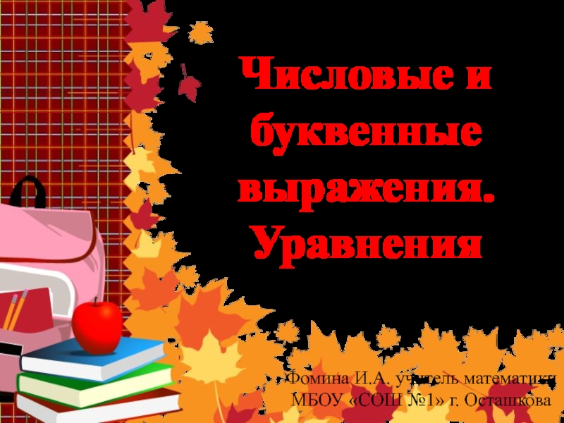 Числовые и буквенные выражения. Уравнения