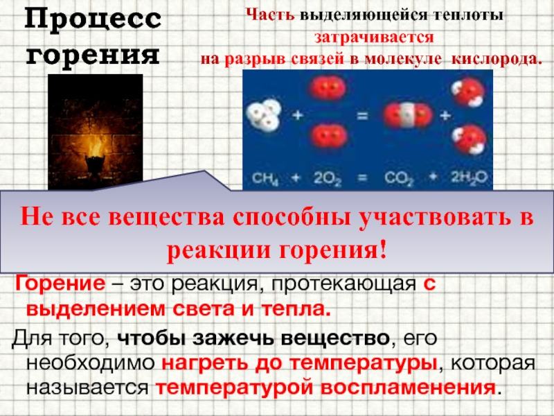 Сохранение энергии в тепловых процессах. Процесс горения. Тепловой процесс горения. Горение это реакция протекающая с выделением. Процесс горения в физике.