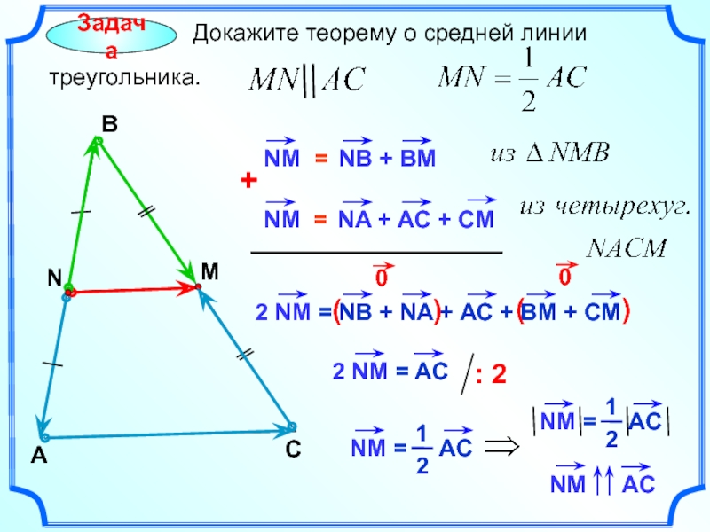 Применение векторов к решению задач 9 класс презентация атанасян