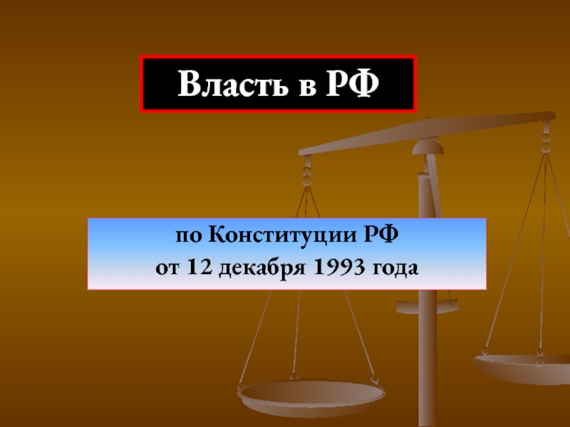 по Конституции РФ
от 12 декабря 1993 года
Власть в РФ