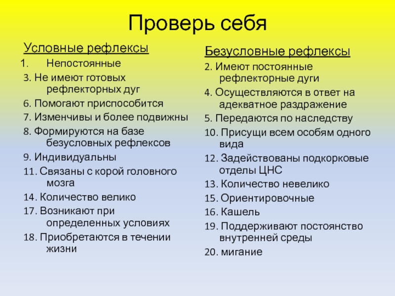 Рефлекторная теория поведения. Рефлексы тест по биологии 8 класс.