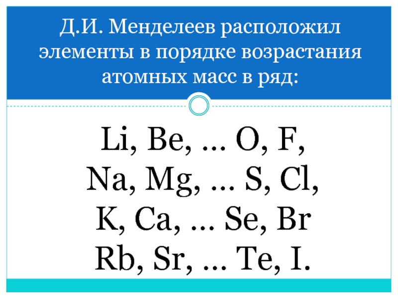 Расположите элементы в порядке увеличения. Менделеев расположил элементы в порядке возрастания. Элементы в порядке возрастания атомной массы. Элементы в порядке возрастания их относительной атомной массы. Элементы в порядке возрастания.