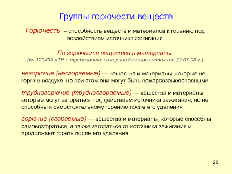 На какие группы по воспламеняемости подразделяются