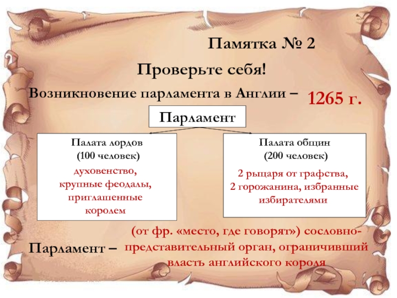 Составьте схемы генеральных штатов и парламента что общего и что различного было в устройстве