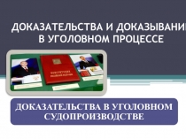ДОКАЗАТЕЛЬСТВА И ДОКАЗЫВАНИЕ В УГОЛОВНОМ ПРОЦЕССЕ