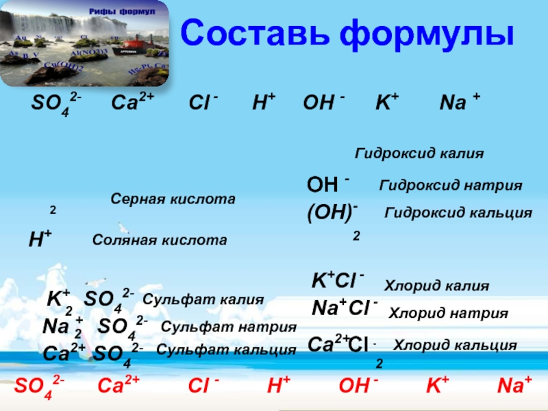 Гидроксид калия формула. Гидроксид кальция и серная кислота.