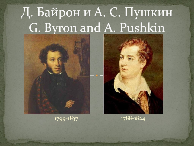 Презентация Общие черты в творчестве поэтов: Д. Байрона и А. С. Пушкина