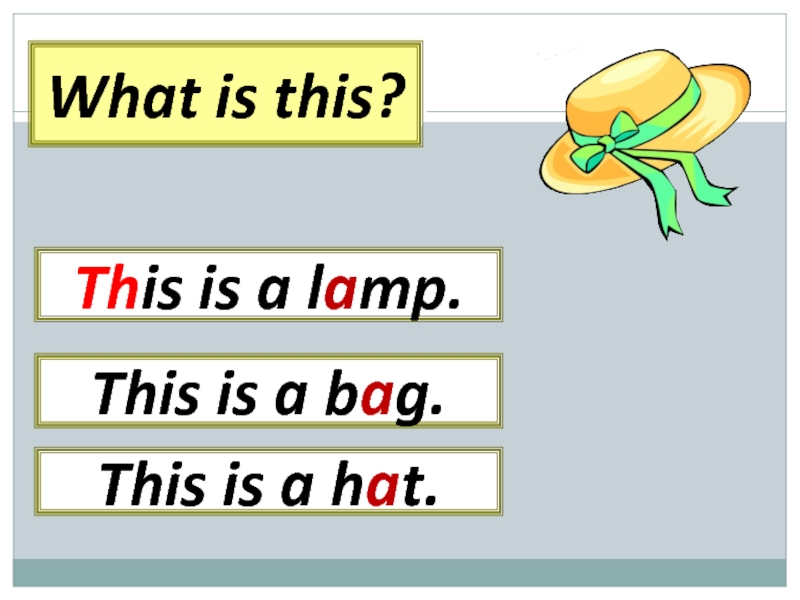What is this? This is a lamp.This is a hat.This is a bag.