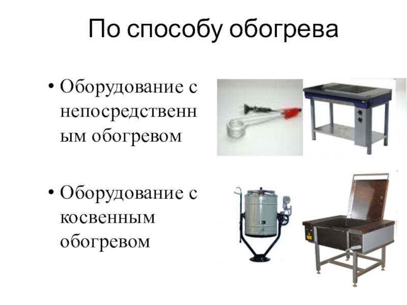 Способом оборудование. Оборудование с непосредственным обогревом. Классификация теплового оборудования по способу обогрева. Непосредственный обогрев. Оборудование с косвенным обогревом.