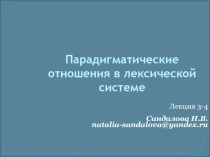 Парадигматические отношения в лексической системе