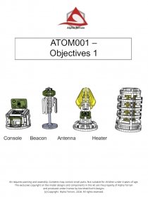 ATOM001 –
Objectives 1
Kit requires painting and assembly. Contents may contain