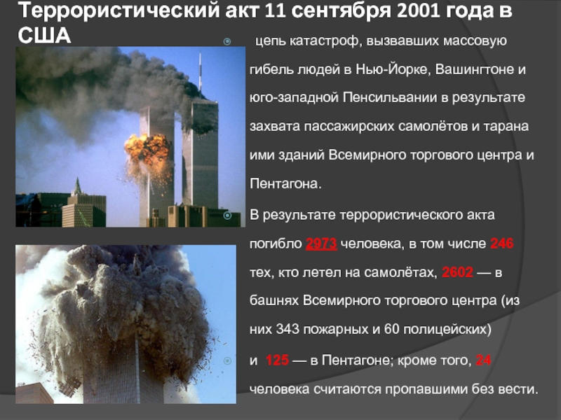 Презентация на тему теракт 11 сентября 2001 года