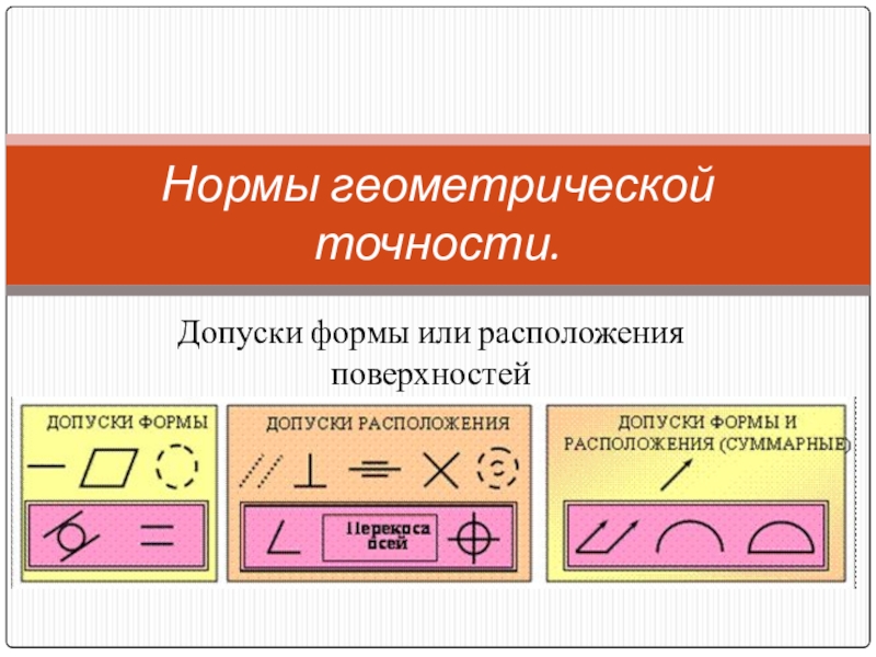 Нормальная точность. Нормы геометрической точности. Нормирование точности формы поверхностей. Точность геометрической формы деталей. Показатели погрешности формы.