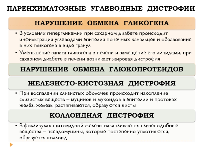 Схема паренхиматозные дистрофии классификация по виду обмена веществ