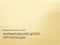 Формирование целей организации
