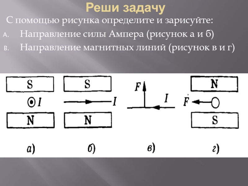 Определите направление магнитной силы. Задачи по физике индукция магнитные линии сила Ампера. Физика 11 класс сила Ампера задачи графические. Сила Ампера задачи. Графические задачи на силу Ампера.