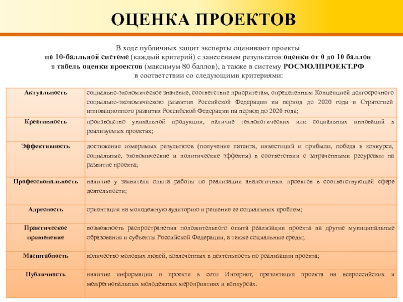 В чем сущность балльной оценки проекта