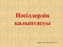Нәсілдердің қалыптасуы
Дайындаған: Пірімжанова А.П