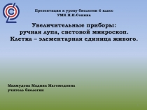 Увеличительные приборы ручная лупа, световой микроскоп. Клетка - элементарная единица живого