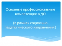 Основные профессиональные компетенции в ДО (в рамках социально-педагогического