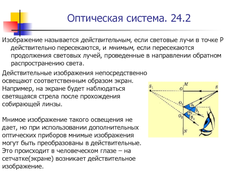 Мнимое и действительное изображение это