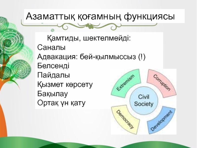 Азаматтық қоғам түсінігі және жалпы сипаттамасы презентация