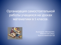 Организация самостоятельной работы учащихся на уроках математики в 5 классе