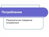 Рациональное поведение потребителя