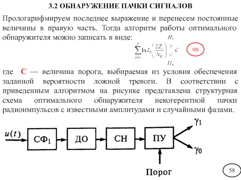 Структурная схема оптимального обнаружителя