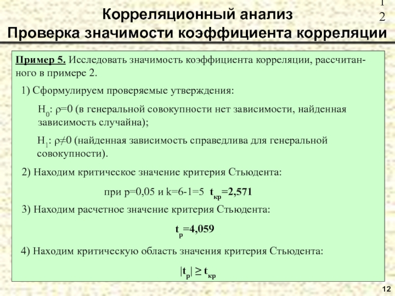 Значение коэффициента зависимости