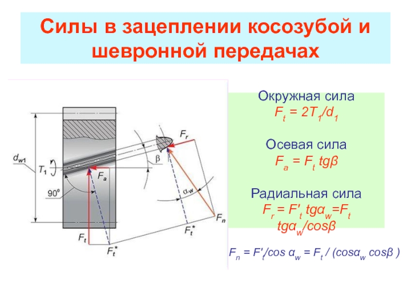 Окружные усилия. Силы в зацеплении. Схема сил в зацеплении цилиндрической передачи:. Окружная и радиальная сила. Силы зацепления цилиндрических передач.