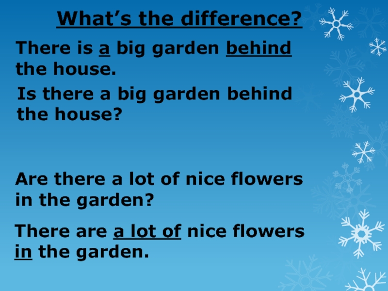 There is a big garden behind the house.There are a lot of nice flowers in the garden.What’s