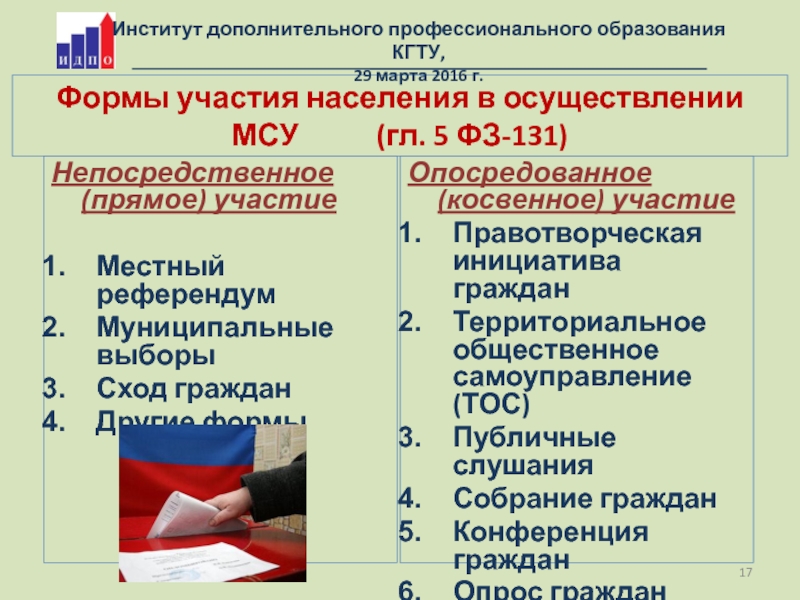 Проведение местного референдума в муниципальном образовании