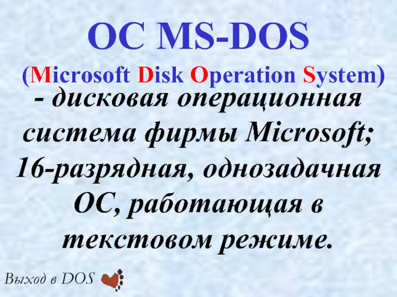 Реферат: MS-DOS