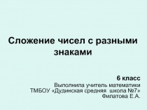 Сложение чисел с разными знаками (6 класс)